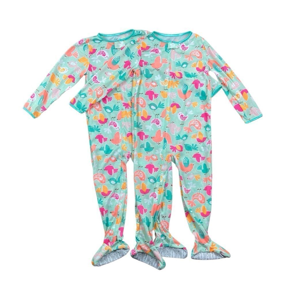 Carters girls bird print footed pajamas